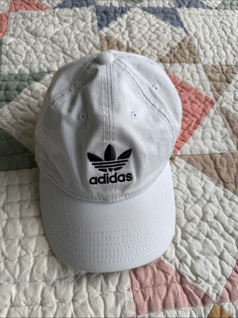 adidas White Baseball Cap with Black Trefoil